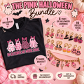 Pink Halloween Bundle – Graphic Tee, 8 Pairs of Halloween Earrings & Charm Bracelet | 10-Piece Spooky Season Gift Set