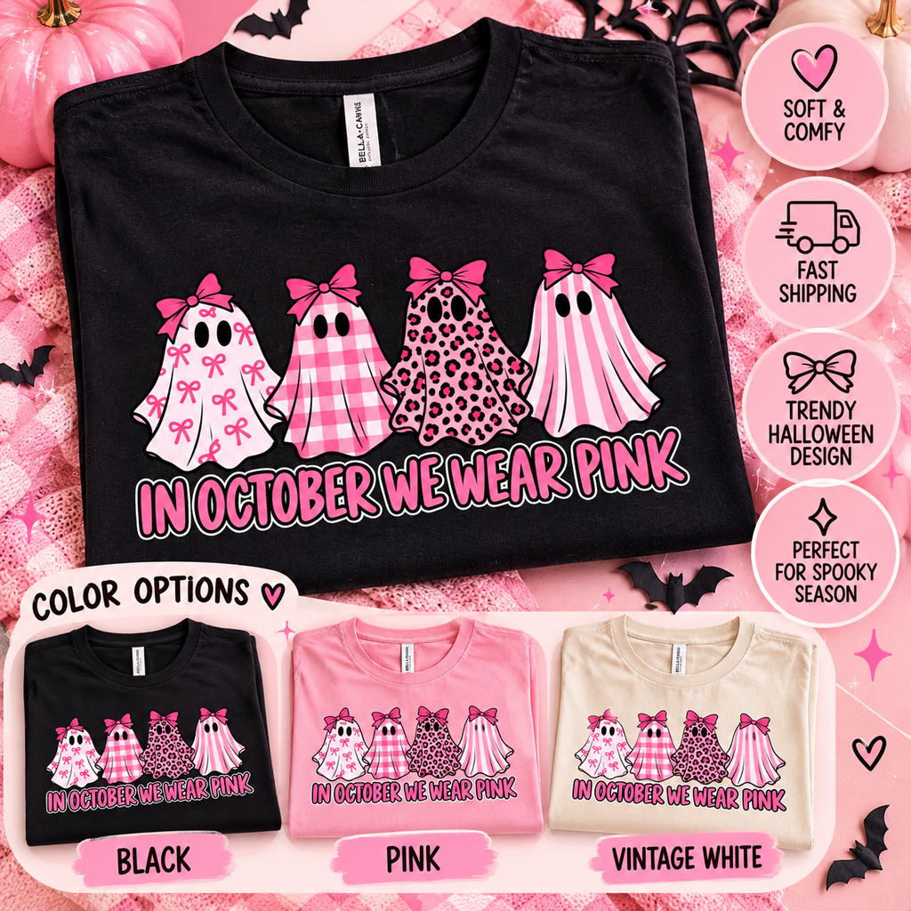 Pink Halloween Bundle – Graphic Tee, 8 Pairs of Halloween Earrings & Charm Bracelet | 10-Piece Spooky Season Gift Set
