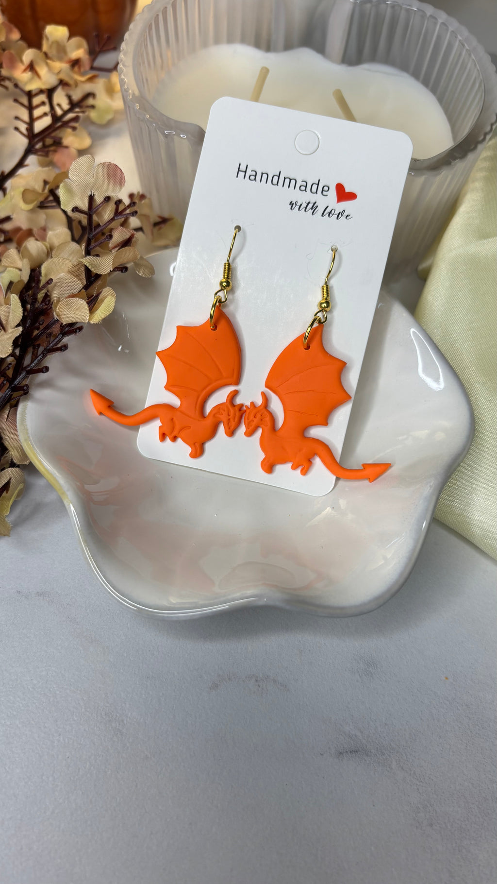Dragon Earrings | Handmade Polymer Clay School Spirit Earrings