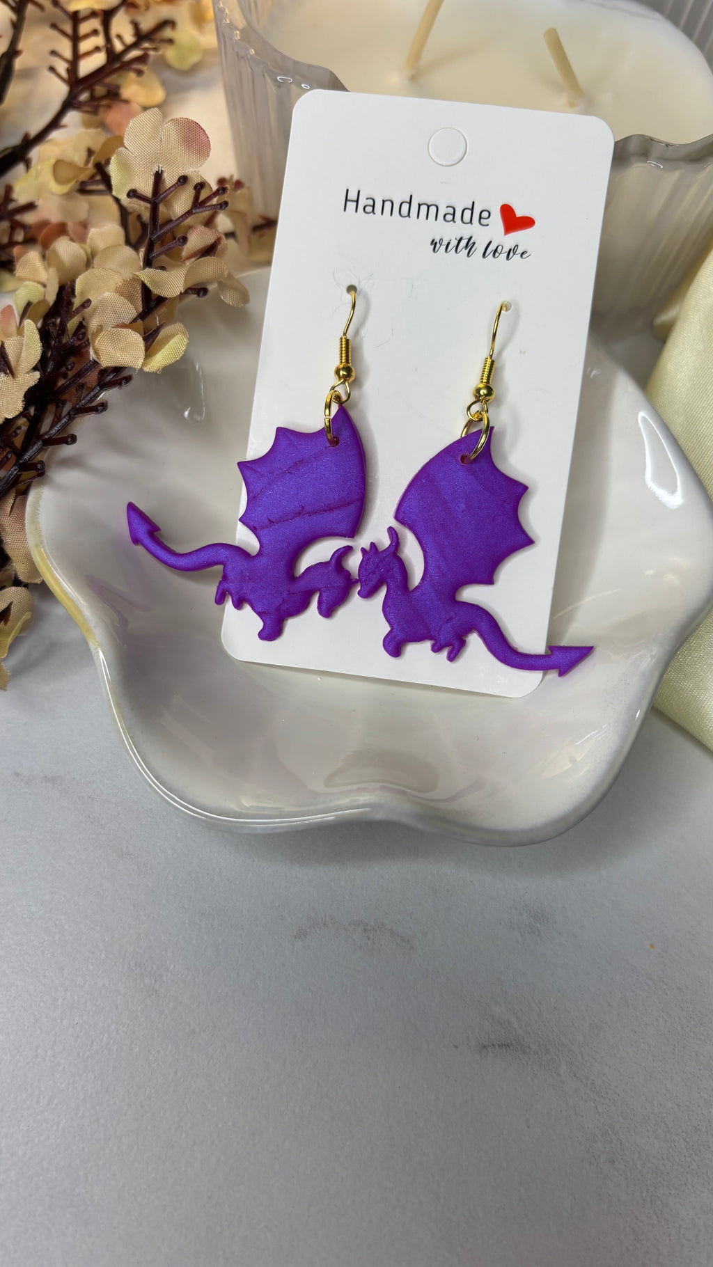 Dragon Earrings | Handmade Polymer Clay School Spirit Earrings