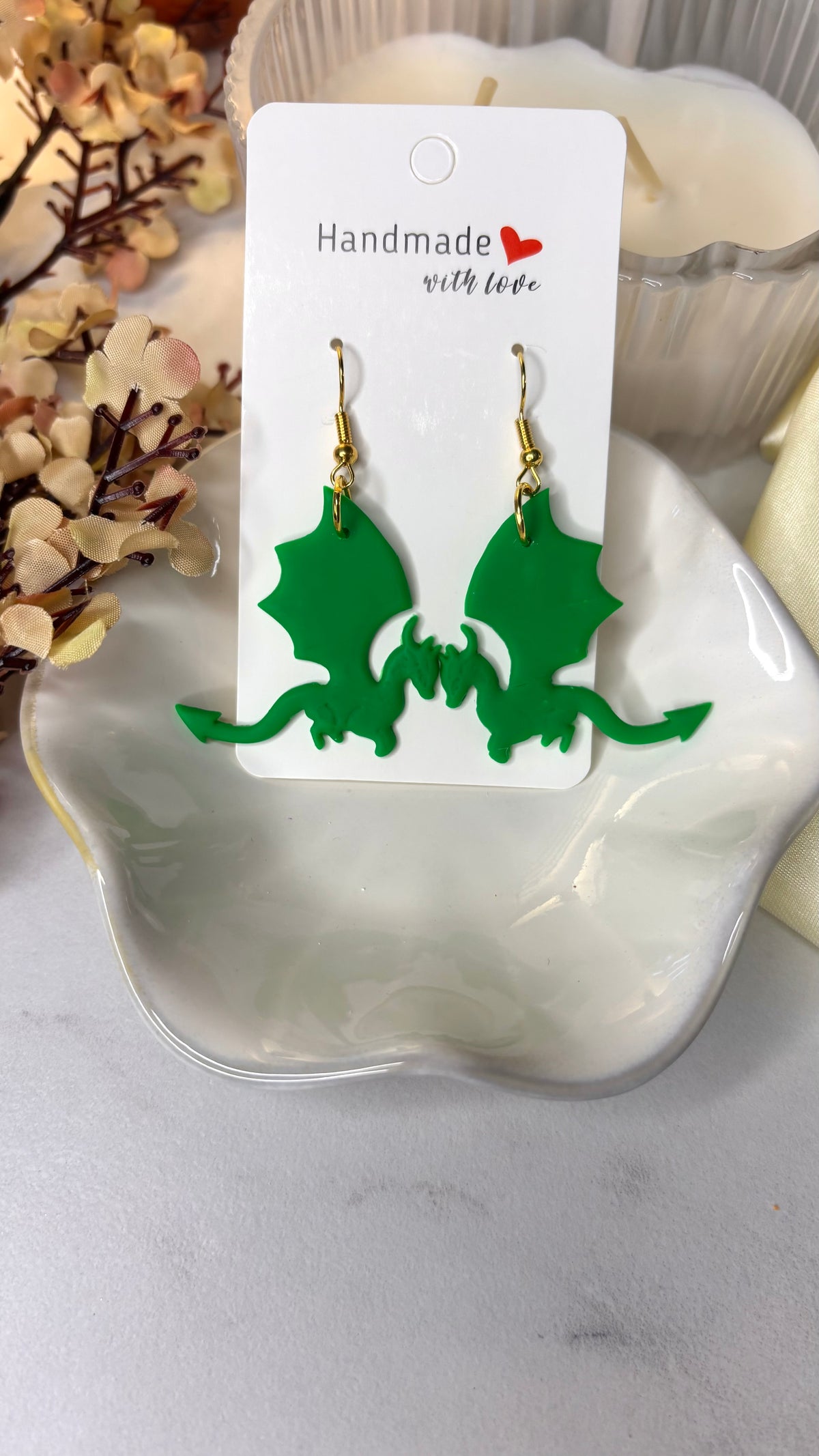Dragon Earrings | Handmade Polymer Clay School Spirit Earrings