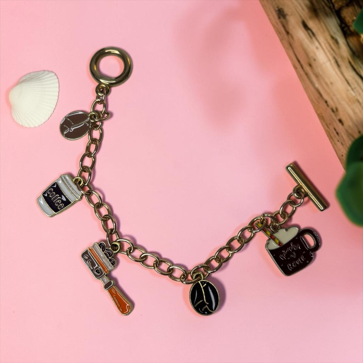 Coffee Lover Charm Bracelet for Women | Gold Coffee Cup Bracelet, Barista Gift & Coffee Lover Jewelry