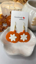 Pumpkin Flower Earrings | Handmade Polymer Clay Fall Earrings
