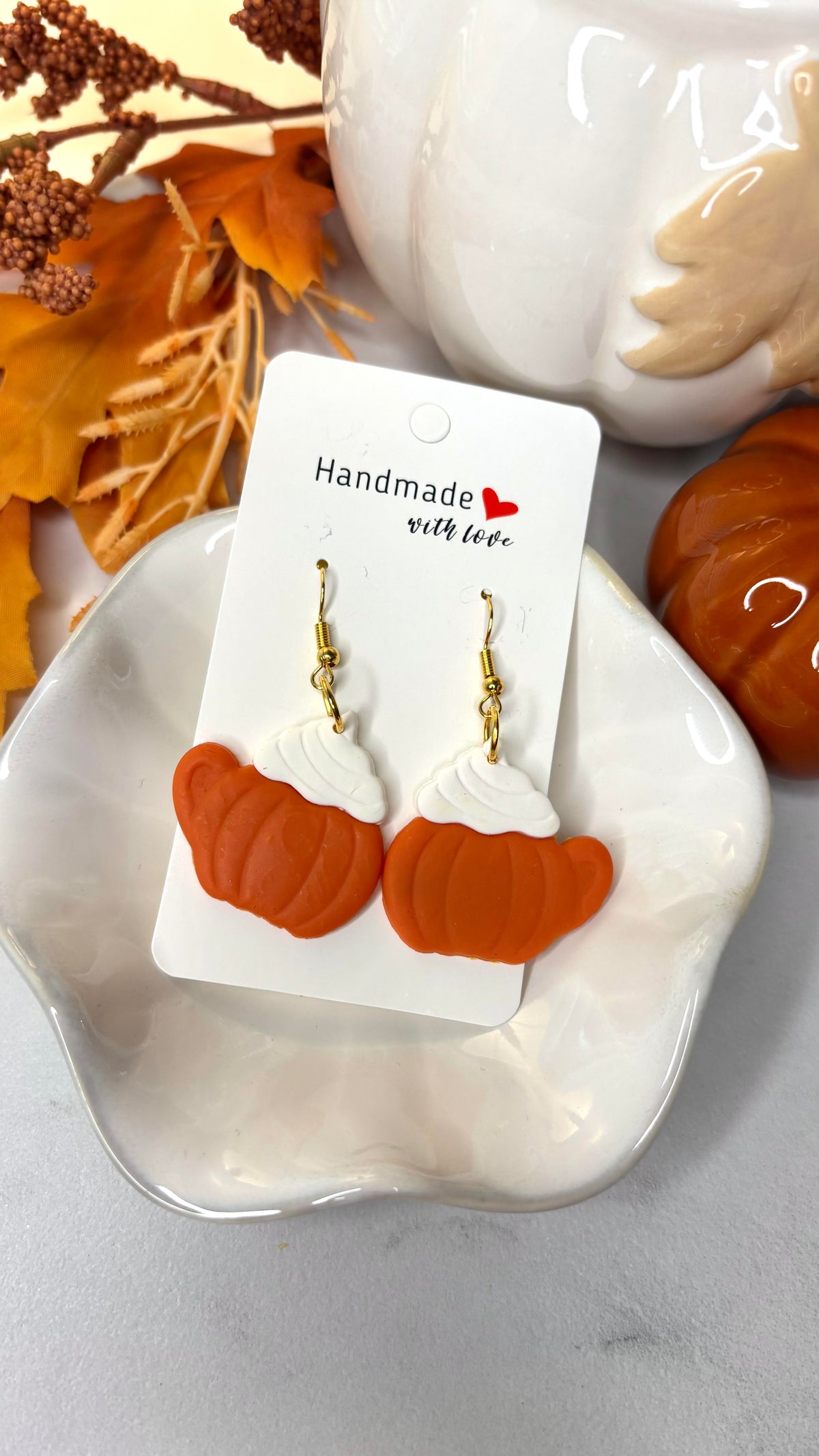 Pumpkin Spice Clay Earrings | Handmade Fall Earrings